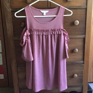 Pink cold shoulder top